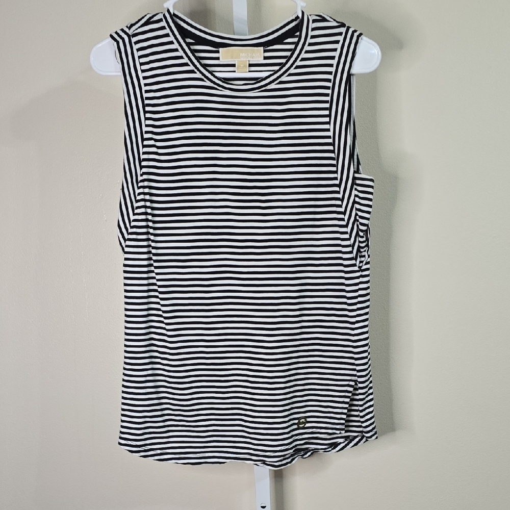 Michael Kors Black and White Sleeveless Blouse Ladies Sz M‎